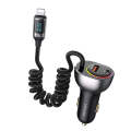 USAMS US-CC193 C37 60W Type-C+USB Dual Port Car Charger with Digital Display 30W 8 Pin Spring Dat...