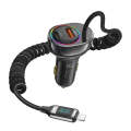 USAMS US-CC193 C37 60W Type-C+USB Dual Port Car Charger with Digital Display 30W 8 Pin Spring Dat...