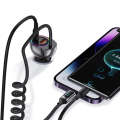 USAMS US-CC193 C37 60W Type-C+USB Dual Port Car Charger with Digital Display 30W 8 Pin Spring Dat...