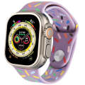 Rainbow Raindrops Silicone Watch Band For Apple Watch Ultra 49mm(Light Purple)