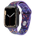 Rainbow Raindrops Silicone Watch Band For Apple Watch 8 45mm(Dark Purple)