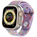 Rainbow Raindrops Silicone Watch Band For Apple Watch 9 45mm(Light Purple)