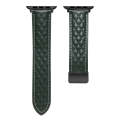 For Apple Watch 8 41mm Folding Buckle Rhombus Leather Watch Band(Green)