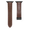 For Apple Watch SE 44mm Folding Buckle Rhombus Leather Watch Band(Coffee)