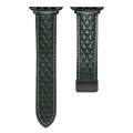 For Apple Watch SE 2023 40mm Folding Buckle Rhombus Leather Watch Band(Green)