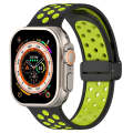 For Apple Watch Ultra 49mm Magnetic Buckle Silicone Watch Band(Black Limes)