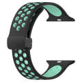 For Apple Watch Ultra 49mm Magnetic Buckle Silicone Watch Band(Black Cyan)