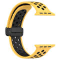 For Apple Watch Ultra 49mm Magnetic Buckle Silicone Watch Band(Yellow Black)