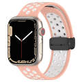 For Apple Watch 8 41mm Magnetic Buckle Silicone Watch Band(Pink White)
