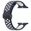 For Apple Watch 8 41mm Magnetic Buckle Silicone Watch Band(Navy White)