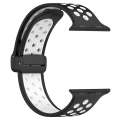 For Apple Watch 8 41mm Magnetic Buckle Silicone Watch Band(Black White)