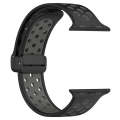 For Apple Watch 8 41mm Magnetic Buckle Silicone Watch Band(Black Grey)