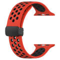 For Apple Watch 8 41mm Magnetic Buckle Silicone Watch Band(Red Black)
