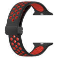 For Apple Watch 8 45mm  Magnetic Buckle Silicone Watch Band(Black Red)