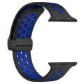For Apple Watch 8 45mm  Magnetic Buckle Silicone Watch Band(Black Blue)