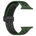For Apple Watch 8 45mm  Magnetic Buckle Silicone Watch Band(Army Green Black)