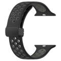 For Apple Watch SE 2022 40mm Magnetic Buckle Silicone Watch Band(Black Grey)