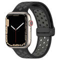 For Apple Watch SE 2022 44mm Magnetic Buckle Silicone Watch Band(Black Grey)