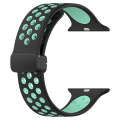 For Apple Watch 7 45mm Magnetic Buckle Silicone Watch Band(Black Cyan)