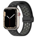 For Apple Watch 4 44mm Magnetic Buckle Silicone Watch Band(Black Grey)