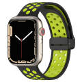 For Apple Watch 3 42mm Magnetic Buckle Silicone Watch Band(Black Limes)