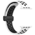 For Apple Watch 38mm Magnetic Buckle Silicone Watch Band(White Black)