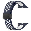 For Apple Watch SE 2023 44mm Magnetic Buckle Silicone Watch Band(Navy White)
