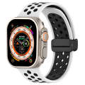 For Apple Watch SE 2023 40mm Magnetic Buckle Silicone Watch Band(White Black)