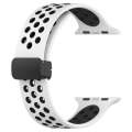 For Apple Watch SE 2023 40mm Magnetic Buckle Silicone Watch Band(White Black)