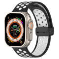 For Apple Watch Ultra 2 49mm Magnetic Buckle Silicone Watch Band(Black White)