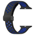 For Apple Watch Ultra 2 49mm Magnetic Buckle Silicone Watch Band(Black Blue)