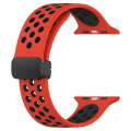 For Apple Watch Series 9 45mm Magnetic Buckle Silicone Watch Band(Red Black)