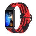 For Huawei Band 8 Nylon Braided Buckle Watch Band(Red Black)