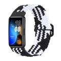 For Huawei Band 8 Nylon Braided Buckle Watch Band(Black White)