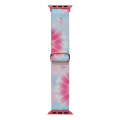 For Apple Watch SE 2022 44mm Painted Pattern Nylon Replacement Watch Band(Flower Butterfly)