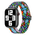 For Apple Watch 7 41mm Painted Pattern Nylon Replacement Watch Band(Geometric Rainbow)
