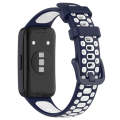 For Huawei Band 8 Two Color Silicone Replacement Watch Band(Midnight Blue White)