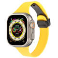 For Apple Watch Ultra 49mm Magnetic Buckle Slim Silicone Watch Band(Yellow)