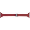 For Apple Watch Ultra 49mm Magnetic Buckle Slim Silicone Watch Band(Wine Red)
