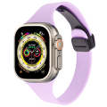 For Apple Watch Ultra 49mm Magnetic Buckle Slim Silicone Watch Band(Lavender)