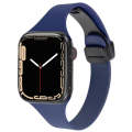 For Apple Watch Series 8 41mm Magnetic Buckle Slim Silicone Watch Band(Midnight Blue)