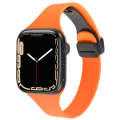 For Apple Watch Series 8 41mm Magnetic Buckle Slim Silicone Watch Band(Orange)