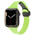 For Apple Watch Series 8 45mm  Magnetic Buckle Slim Silicone Watch Band(Green)