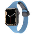 For Apple Watch Series 8 45mm  Magnetic Buckle Slim Silicone Watch Band(Blue)