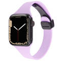 For Apple Watch Series 8 45mm  Magnetic Buckle Slim Silicone Watch Band(Lavender)