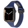 For Apple Watch Series 7 41mm Magnetic Buckle Slim Silicone Watch Band(Midnight Blue)