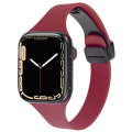 For Apple Watch Series 7 41mm Magnetic Buckle Slim Silicone Watch Band(Wine Red)