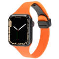 For Apple Watch Series 7 41mm Magnetic Buckle Slim Silicone Watch Band(Orange)