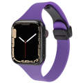 For Apple Watch Series 7 41mm Magnetic Buckle Slim Silicone Watch Band(Dark Purple)