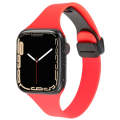 For Apple Watch Series 7 45mm Magnetic Buckle Slim Silicone Watch Band(Red)